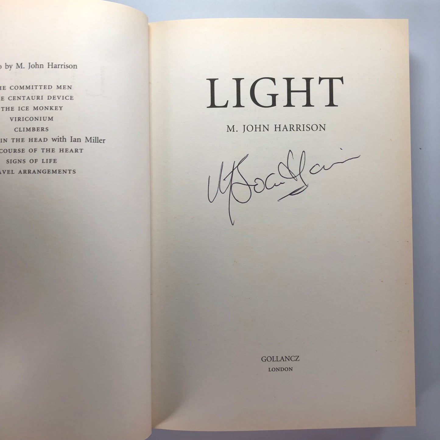 Light by M John Harrison (First Edition, First Print, HC, Signed, VF)