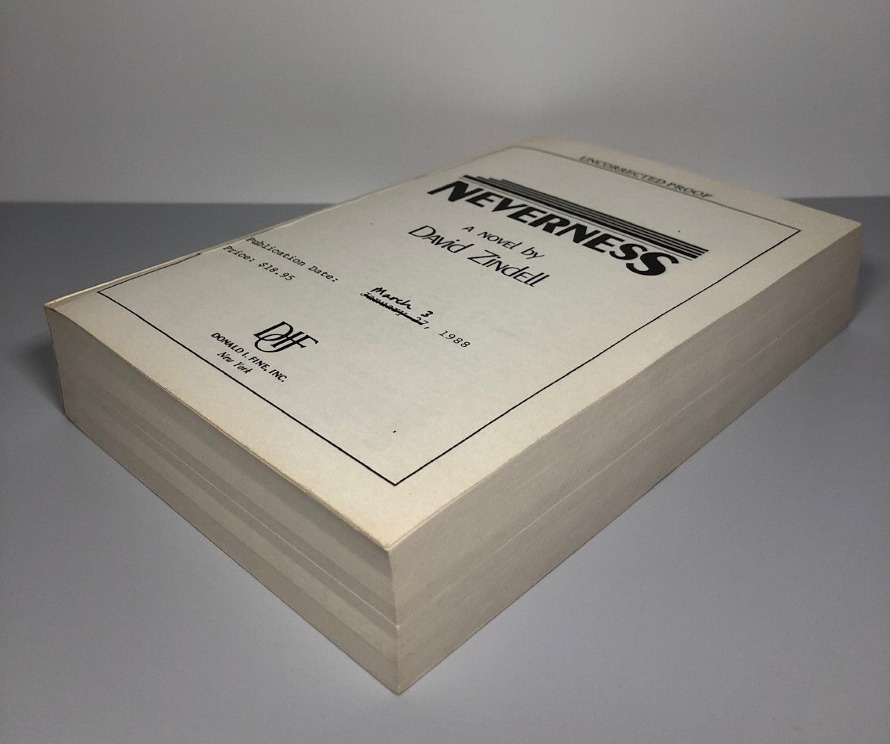 Neverness by David Zindell (Uncorrected Proof, SC, NF)