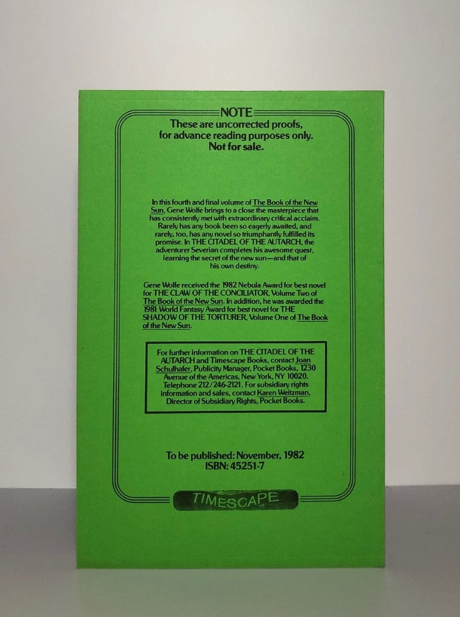 The Citadel of the Autarch by Gene Wolfe (Uncorrected Proof, SC, F)