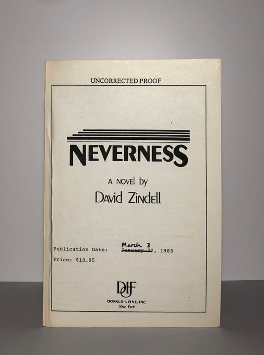 Neverness by David Zindell (Uncorrected Proof, SC, NF)